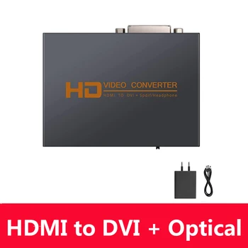 1080p HDMI-DVI Конвертер HDMI-DVI + Оптический Toslink SPDIF + 3,5 мм Стерео Аудио Металлический Корпус HDMI Аудио Экстрактор с Pow