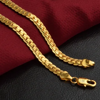 18-24 дюйма 45-60 см, 18-каратное золото, 5 мм, ожерелье с полной боковой цепочкой для женщин, мужские модные ювелирные изделия для Свадебной вечеринки