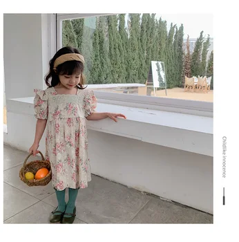 2023 летнее детское платье, красивое модное платье принцессы для маленьких девочек, хлопковая детская мягкая одежда, детская одежда