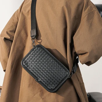 2023 Новые мужские сумки, Дизайнерская роскошная сумка через плечо, Тканая деловая сумка-конверт Для мужа, Брендовая сумка-мессенджер через плечо