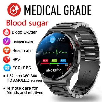 2023 Новые смарт-часы для здоровья ECG + PPG Уровень глюкозы в крови Мужские смарт-часы с полным сенсорным экраном, часы для измерения сердечного ритма IP68, водонепроницаемые смарт-часы для Huawei