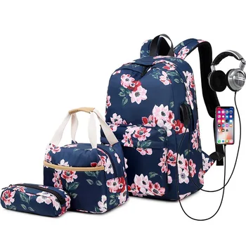 3 шт./компл. Школьные сумки для девочек-подростков с принтом Розы, школьный рюкзак, комплект, детская сумка для книг с цветочным рисунком, дорожный рюкзак