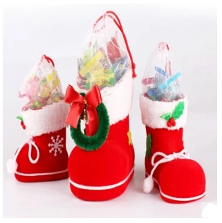 3 шт./упак. K15092 Санта-Клаус Пластиковые стекающиеся Рождественские ботинки с конфетами Рождественский подарок Новогодние рождественские украшения поставки