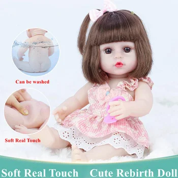 38 см Возрожденный Малыш Кукла Девочка Розовая Принцесса Мягкое Полностью силиконовое виниловое тело Функция питьевой Воды 3D глаза кукла игрушки Подарки