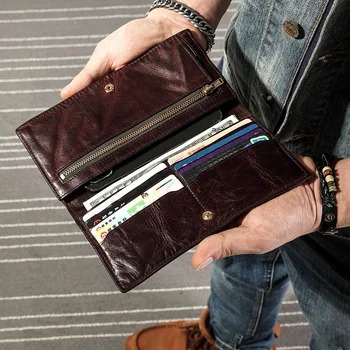 AETOO personality винтажный кошелек из воловьей кожи, простой мужской кошелек walle для молодых людей, ультратонкий мужской длинный кожаный кошелек, оригинальный ретро-кошелек