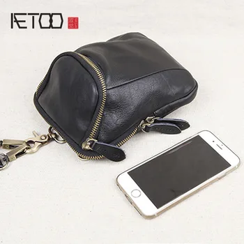 AETOO Оригинальные кожаные мужские карманы, многофункциональный ремень, сумка для мобильного телефона, спорт на открытом воздухе, бег, мини-кожаная маленькая сумка-мессенджер ba