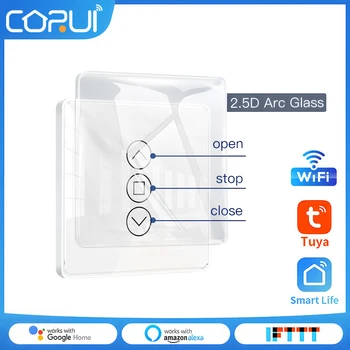 CoRui Tuya WiFi RF433 Смарт-Сенсорная Панель для Штор, Переключатель Рулонных Штор, Жалюзи, Работает с Smart Life/Tuya Alexa Google Home