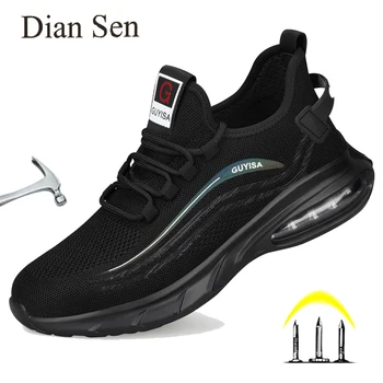 Diansen/Мужская рабочая обувь со стальным носком, устойчивая к проколам, Противоударная Защитная обувь, Женские Дышащие Кроссовки на воздушной подушке, Не поддающиеся разрушению