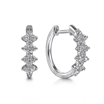 Huitan Изысканные Женские серьги-кольца с кристаллами CZ Серебристого цвета, современный модный дизайн, Элегантное украшение для ушей на каждый день