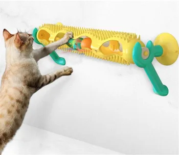 N23 Игрушки для домашних кошек вращающаяся чесалка для кошек, туннель, игрушка-шарик с щеткой для волос