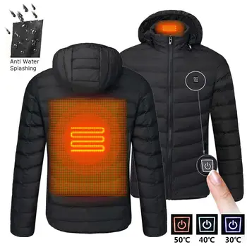 Nice NWE, мужские зимние теплые куртки с USB-подогревом, Умный термостат, однотонная одежда с капюшоном и подогревом, водонепроницаемые теплые куртки