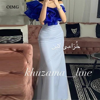 OIMG Светло-Голубые Вечерние платья В Арабском стиле С открытыми плечами, Русалочьи платья для выпускного вечера, Вечернее платье для свадьбы знаменитостей в Дубае