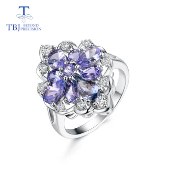 TBJ, кольцо с танзанитом, натуральный драгоценный камень из стерлингового серебра 925 пробы, роскошные блестящие украшения с драгоценными камнями для леди, женщин, мамы, жены, в подарок