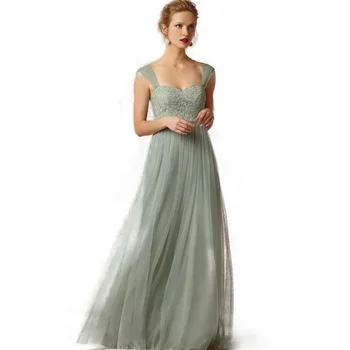 Vestido boda mujer invitada новое кружевное тюлевое сексуальное свадебное платье А-силуэта с открытой спиной цвета шалфея, зеленое, длинное