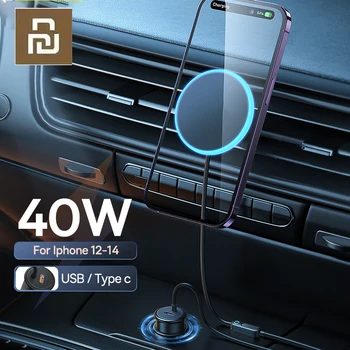 Youpin Магнитное Автомобильное Беспроводное Зарядное Устройство Держатель Телефона Подставка 40 Вт Быстрая Зарядка USB A Type C Автомобильное Зарядное Устройство Для iPhone 14 13 12 Pro