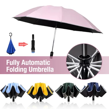 Автоматический зонт с защитой от ультрафиолетового излучения 10 ребер Компактный складной зонт с обратным ходом, автоматически открывающийся и закрывающийся, защищающий от дождя и ветра