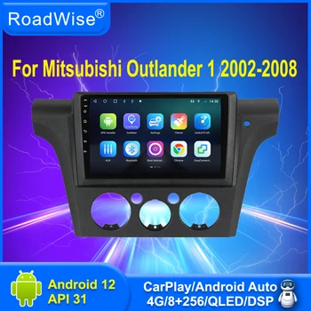 Автомобильный Радиоприемник Roadwise 8 + 256 Android 12 Для Mitsubishi Outlander 1 2002-2008 Мультимедиа Carplay 4G Wifi GPS DSP BT DVD 2Din Стерео