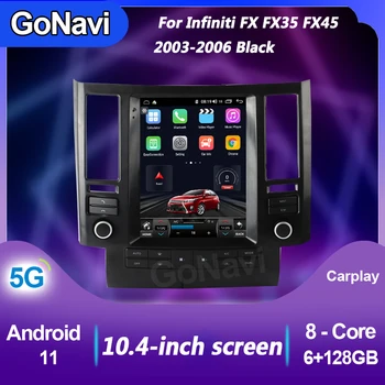 Автомобильный радиоприемник GoNavi 2 Din Tesla Gps Android Для Infiniti FX FX35 FX45, Центральный видеомагнитофон, DVD-плееры Automotivo, навигация