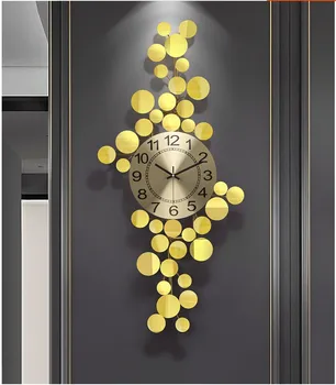 Американские 3D настенные часы из кованого железа с позолотой в виде листьев, Аксессуары, настенные часы в холле, настенные росписи, ремесла, Домашняя наклейка на стену в гостиной, декор