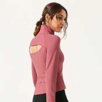 Весенний женский спортивный топ, футболка, верхняя куртка для йоги на молнии с открытой спиной, куртка для фитнеса с длинным рукавом