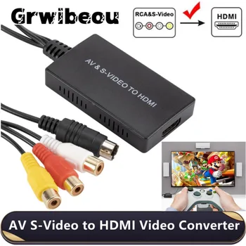 Видео Конвертер AV S-VIDEO в HDMI 1080P AV SVIDEO RCA CVBS в HDMI-совместимый адаптер, совместимый с PS2/PS3 для HDTV STB