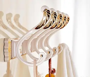 высококачественное белое и золотое настенное крепление в европейском стиле, 4-8 крючков, крючок для халата, вешалка для полотенец в ванной, кухонная стойка