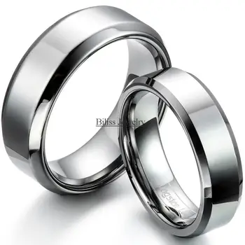 Горячее кольцо из карбида вольфрама 6 мм/8 мм, обручальные кольца серебристого цвета для женщин и мужчин, удобная посадка, полированный блестящий скошенный край - 1 шт.