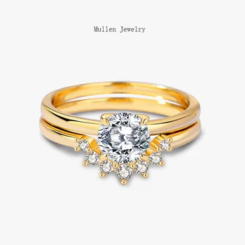 двухслойная корона из золота 18 карат, четыре когтя, D-цвет, 1 карат, муассанит, бриллиантовое кольцо из серебра 925 пробы, женское кольцо