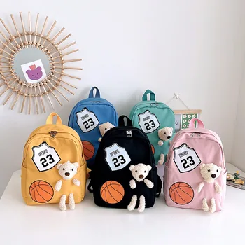 Детские рюкзаки с медведем в корейском стиле, нейлоновые школьные сумки для девочек, детский рюкзак, детская сумка для детского сада со спортивной сумкой для книг