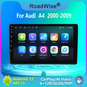Дорожный 8 + 256 Android Автомобильный Радиоприемник Для Audi A4 B8 B7 B6 S4 RS4 SEAT Exeo 2000-2009 4G Wifi DVD 2Din GPS Carplay Авторадио Стерео