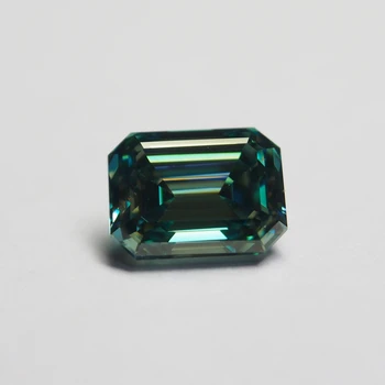 Зеленый бриллиант из муассанита 7x9 мм Изумрудной огранки 2,2 карата, Россыпной бриллиант из Муассанита