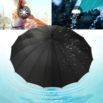 Зонт от Солнца и Дождя с длинной ручкой, ветрозащитный, ручной, открытый, УФ-зонты, Черный Большой зонт для женщин и мужчин