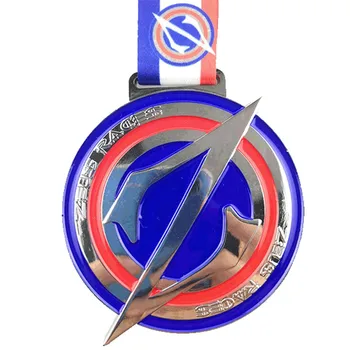 изготовленная на заказ металлическая медаль для спортивных соревнований из мягкой эмали с хлопчатобумажной лентой
