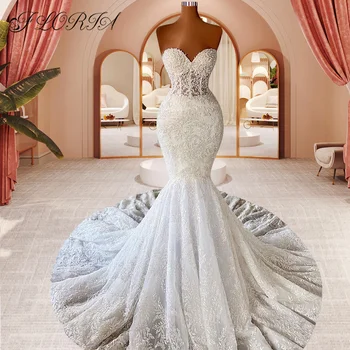 Классическое свадебное платье Русалки в стиле Милой Сердцу, Элегантное свадебное платье с открытой спиной, расшитое бисером, Африканские женские свадебные платья для вечеринок Большого размера