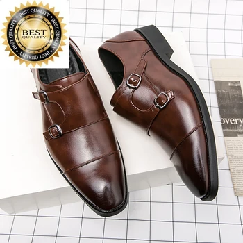 Кожаная классическая мужская обувь из натуральной кожи, деловая нескользящая банкетная официальная рабочая Повседневная