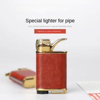 Кожаная мужская зажигалка, надувная зажигалка для труб, ветрозащитная портативная зажигалка для сигар