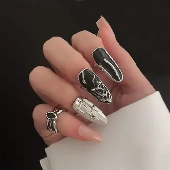 Кольцо для ногтей Y2K из жидкого металла в стиле Панк, Регулируемые Кольца для женщин, Корейское Модное Женское кольцо на палец, Свадебные ювелирные аксессуары