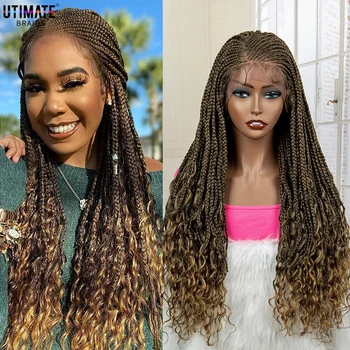Коричневые синтетические плетеные парики для чернокожих женщин 28 дюймов 13x4, кружевной фронтальный Африканский синтетический плетеный парик с волнистой водой