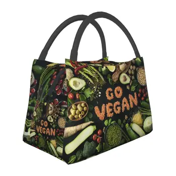 Коробки Для обедов для Вегетарианцев Go Vegan Merch Водонепроницаемая Изолированная Оксфордская сумка-холодильник Веганство Термальная Коробка для обедов для пикника с холодной Пищей