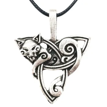 Лиса с символом Троицы, Ирландский Узел, Амулет, Животное Викингов, Языческий Талисман, Мужское Женское ожерелье