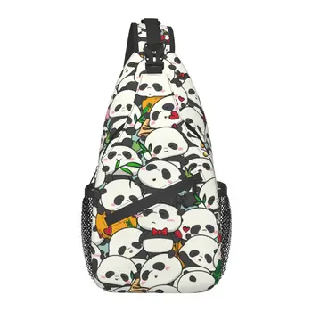 Милая детская сумка-слинг с рисунком панды через плечо, нагрудная сумка, Мужской Повседневный мультяшный рюкзак для путешествий на Велосипеде