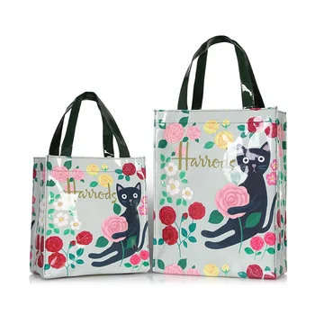 Многоразовые кошельки для покупок из ПВХ в Лондонском стиле, Большая экологичная женская сумка-тоут с цветочным Рисунком, Летняя водонепроницаемая пляжная сумочка