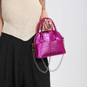 Модная сумочка с крокодиловым узором, женская сумка на цепочке, золотисто-серебристый вечерний Клатч, кошелек для свадебной вечеринки, сумка через плечо