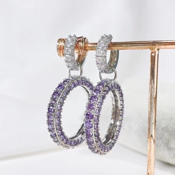Модное Фиксирующее кольцо, серьги-кольца, цветные свадебные украшения с кубическим Цирконием, Роскошные Женские Серьги Большого Круга