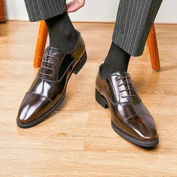 Мужская обувь с острым носком, лакированная обувь для мужчин, роскошная деловая обувь из натуральной кожи для вечеринок, Офисная Глянцевая обувь Плюс Размер 45