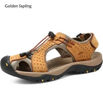 Мужские сандалии Golden Sapling, Летняя уличная обувь, модные мужские сандалии в стиле ретро, кожаная мужская обувь для горных походов, Мужские сандалии