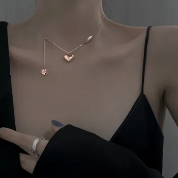 Новое ожерелье в виде сердца из стерлингового серебра 925 пробы, очаровательная подвеска в форме персикового сердца, универсальный подарок для вечеринки, изысканные ювелирные изделия для женщин
