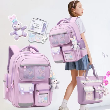 Новые школьные сумки с мультяшной подвеской для девочек, Детский рюкзак, Ортопедический Кавайный Начальный милый школьный ранец, сумка для книг Infantil