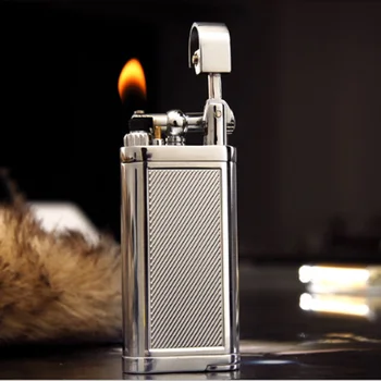 Новый дизайн, Металлические Зажигалки для сигарет, пламя, ветрозащитный надувной бутан, Газ, Табак, огненный подарок