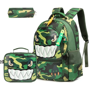 Новый стиль, школьные сумки из 3 предметов, рюкзак для мальчиков, школьный рюкзак для мальчиков, школьный рюкзак с динозаврами, детский рюкзак в стиле Каваи
